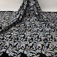 Tissu en velours brodé de sequins 5MM LH Factory Stock, luxe, pour scène, fête africaine, automne-hiver, pour robe femme