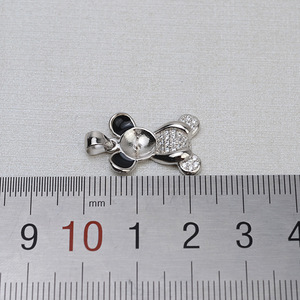 Pendentif en argent S925 en forme d'ours, accessoire animalier en perles, tendance, 8-9 cm, ornement suspendu, support vide, composants de bijoux - Product Image 3