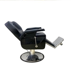 Fauteuil de barbier hydraulique noir robuste, 360° °   Chaise de <span class=keywords><strong>coiffure</strong></span> pivotante et inclinable avec appui-tête et repose-pieds réglables - Product Image 4