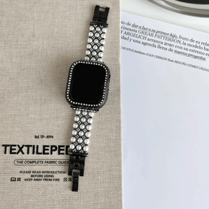 Para <span class=keywords><strong>Apple</strong></span> <span class=keywords><strong>Watch</strong></span> Band 38 40 41 42 44 45 mm Mujeres Niñas Cadenas de metal con cuentas de perlas Pulsera de eslabones Correa de reloj para Iwatch Series 8 7 - Product Image 2