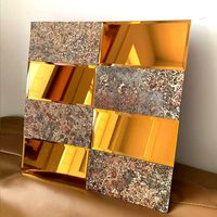 Ubin Mosaik Kaca Emas 300x300mm Persegi Tahan Air dengan Desain Model 3D