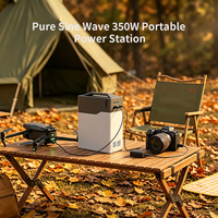Station d'alimentation solaire portable 350W avec batterie LiFePO4, MPPT, onde sinusoïdale pure pour la maison, le camping, les pannes de courant, et compresseur d'air
