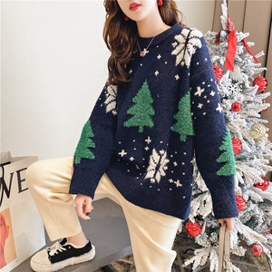 Pull de Noël rouge pour femme, tricot ample et oversize, collection Hiver 2026, tendance - Product Image 4