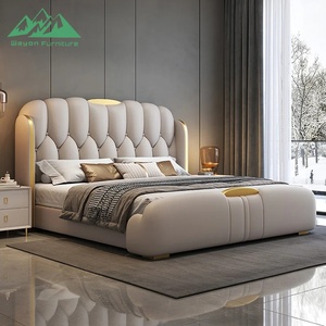 Lit en cuir souple moderne de luxe : cadre en bois d'eucalyptus réglable, <span class=keywords><strong>taille</strong></span> <span class=keywords><strong>king</strong></span>/queen, choix de couleurs multiples pour la chambre à coucher - Product Image 2
