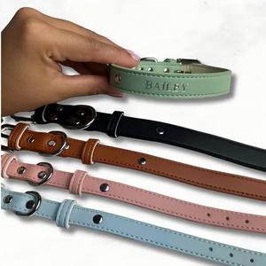 Conjunto de <span class=keywords><strong>Collar</strong></span> y Correa de Cuero para Perro con Hebilla de Metal, Placa de Identificación Grabada con Nombre, Etiqueta de Aire, <span class=keywords><strong>Collar</strong></span> Personalizado con Nombre para Mascotas - Product Image 3