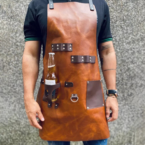 <span class=keywords><strong>Delantal</strong></span> de Cocina de <span class=keywords><strong>Cuero</strong></span> PU Vintage con Logotipo Personalizable - Product Image 4