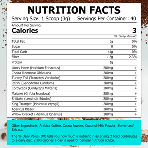 Suplemento Dietético de Polvo de Hongos con Chaga y Cola de Pavo, Apoya el Mejoramiento del Sistema Digestivo y la Concentración Mental, Bebida de Café con Hongos - Product Image 2