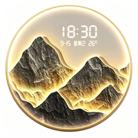 Horloge murale LED en acrylique Fengshui Mountain - Grande horloge numérique circulaire illuminée pour un style chinois moderne