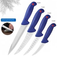 Ensemble de couteaux de chef professionnels, revêtement antiadhésif, acier inoxydable, couteau à fileter et à désosser le poisson avec manche en PP pour trancher le poisson et la viande