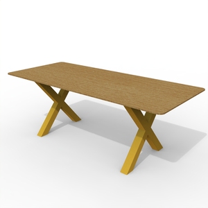 طاولة طعام فاخرة حديثة كلاسيكية صديقة للبيئة بسطح رخامي مستطيل الشكل وأرجل معدنية على شكل X للمطاعم - Product Image 5