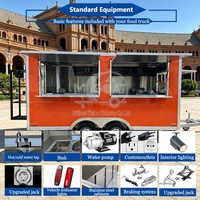 Remorque de restauration mobile multi-services orange personnalisée avec plusieurs postes de travail pour la vente de plusieurs articles et les stands de restauration de rue