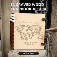 Logo gravé personnalisé Album de scrapbooking en bois Cadeau d'anniversaire de mariage Artisanat en bois Boîtes en bois Panneaux muraux