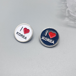 دبابيس شارة مخصصة في بلدان مخصصة I Love Korea دبوس مينا مستدير دبابيس شخصية - Product Image 1