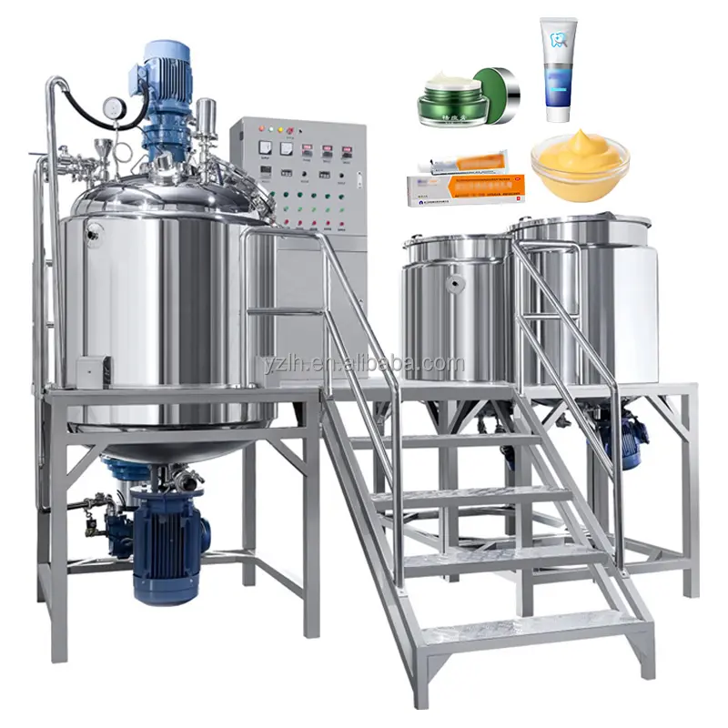 Vacuum Homogenizing Emulsifying tank Mayonnaise Making Machines with circulation system Cosmetic face Cream homogenizer Mixer