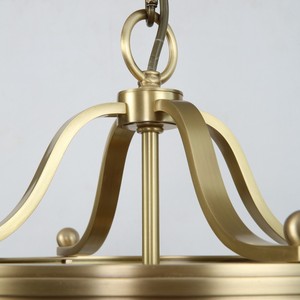 โคมไฟระย้าทรงกระบอกทองแดงสไตล์อเมริกันสมัยใหม่ พร้อมโคมแก้วรูปกรงนก สำหรับติดตั้งในระเบียง ทางเดิน ร้านอาหาร - Product Image 5