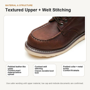 <span class=keywords><strong>Botas</strong></span> de Trabajo de Cuero con Puntera de Acero Ligeras y Transpirables, Calzado de Seguridad Industrial de Caña Alta - Product Image 2