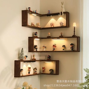 Wooden <b>Wall</b> Corner <b>Shelf</b> <b>Wall</b> <b>Mounted</b> Rectangle Living Room Storage Multipurpose Display Rack - Product Image 3
