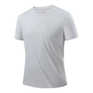 T-shirt à manches courtes pour homme en nylon, couleur unie gris château, vêtements de loisirs, uniformes scolaires - Product Image 3