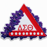 Patch brodé pour sororité Delta Sigma Theta, motif triangle fleur violette et lettres grecques, thermocollant pour vêtements