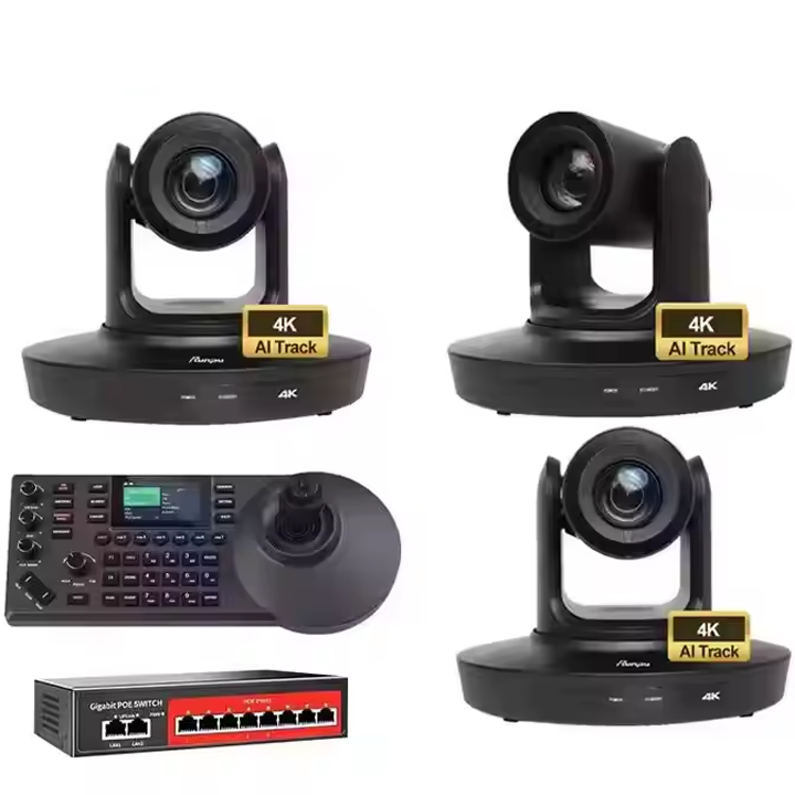 Бесплатная доставка USD1198 Широковещательная камера комплект G430 = 3 шт. 4K 30x PTZ Конференц-камер, прямая трансляция + контроллер + переключатель poe