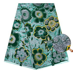 Nouveau Modèle 100 % Coton Batik Dobby Imprimés Wax Dorés Hollandais <span class=keywords><strong>Pagne</strong></span> Africain 6 Yards, Tissu pour <span class=keywords><strong>Pagne</strong></span> & Sac pour Fille & Garçon - Product Image 2