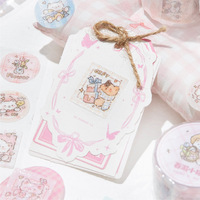 1 Rollo de Cinta Adhesiva Decorativa con Diseño de Gatitos Suaves de la Serie Nube, Adorables Pegatinas con Patrones de Dibujos Animados de Gatos para Decoración de Cuadernos y Sellado