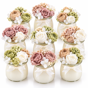 Candela Profumata in Vasetto di Vetro Mini Personalizzata, Candela di Soia Floreale Artigianale di Lusso per Bomboniere e Regali - Product Image 1