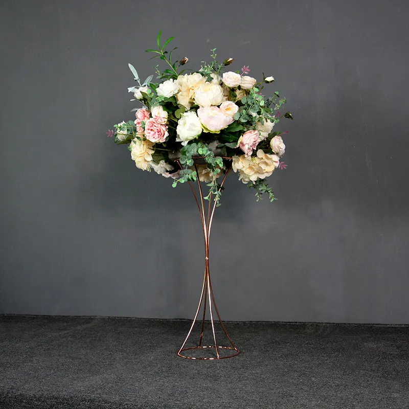 Novo Design Ouro Flores Em Pé Decorações De Casamento Salão Móveis Metal Flores Stand Pedestal para Hair Salon