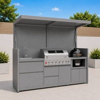 Cuisine extérieure modulaire pliable intégrée en acier inoxydable 304 résistant à la chaleur, personnalisable pour villa et complexe hôtelier
