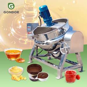 หม้อต้มน้ำอุตสาหกรรมแก๊ส LPG เชิงพาณิชย์ ขนาด 1000 ลิตร 200 ลิตร พร้อมเครื่องผสมแบบแจ็คเก็ต สำหรับต้มนูกัต คาราเมล น้ำตาล และน้ำผลไม้ - Product Image 1