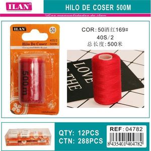 Filo da Cucito Iln 500M 40S/2 Poliestere Colore Rosso per Progetti di Cucito - Product Image 3