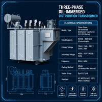 Transformateur triphasé immergé dans l'huile à faible perte et haute efficacité 315-2500 kVA, tension personnalisée pour projet de sous-station industrielle