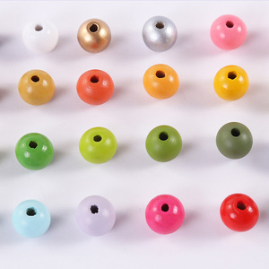 Bola de madera unisex producida en fábrica con joya de cuero para niños de color y agujero - Product Image 5