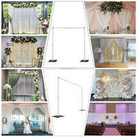 Support de toile de fond carré en aluminium réglable avec base robuste pour mariage, fête, événement, décoration de rideaux