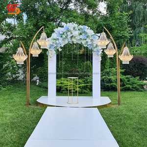 Support de lustre en or de mariage lisse tête multiple support en métal autoportant toile de fond fournitures d'événement - Product Image 5