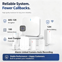Kits y Sistemas para el Hogar Inteligente LHD8100, Largo Alcance de 800 m, hasta 132 Dispositivos Inalámbricos, Certificación EN18031, Protocolos de Alarma SIA con Encriptación AES