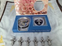 Pendentif Cage de perles d'eau douce unisexe à la mode collier chaîne à maillons couleur océan alliage en forme de croix pour les cadeaux de fête de Noël