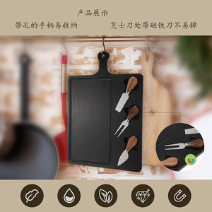 Tabla de cortar de bambú transfronteriza de 16 pulgadas con asa, ideal para mantequilla y frutas, con juego de cubiertos personalizado. - Product Image 5