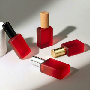Cosmetic Packaging Recycle Square <b>Mini</b> Empty Red Frost <b>Spray</b> <b>Bottle</b> 3ml 5ml 10ml 15ml 20ml Glass Perfume <b>Bottle</b> With Metal Cap - Product Image 1