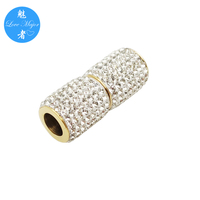 Fermoir magnétique en acier inoxydable 304 plaqué or 18 carats, hypoallergénique, avec strass blancs, pour la fabrication de colliers et bracelets DIY