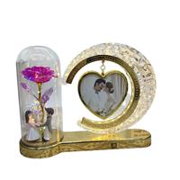 Cadre photo LED lumineux, cadre photo à fleurs éternelles, lampe décorative, souvenir de mariage, lampe de table