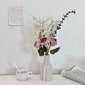 Bouquet de roses et de marguerites artificielles en soie, haute simulation, décoration intérieure, accessoires de mariage - Product Image 3