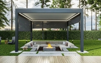 Pergola extérieure à toit ouvrant à lames orientables, imperméable, en aluminium blanc thermolaqué, écologique