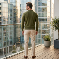 Polo en laine mélangée alpaga 12GG pour homme – Pull de luxe doux et élégant, style Old Money – Vêtement haut de gamme en gros