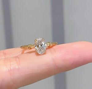 Xinfly 18K Solid Real Gold Trendy D VS1 1CT <b>Solitaire</b> IGI Lab Grown Diamond Oval Cut <b>Ring</b> for Wedding Engagement - Product Image 5