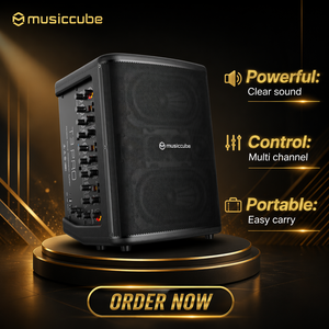 Système de sonorisation <span class=keywords><strong>PA</strong></span> Musiccube T3Pro avec amplificateur de mixage intégré actif double 5x7 pouces, 3 canaux, haut-parleur pour buskings et amplificateur de guitare - Product Image 1