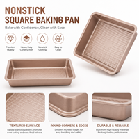 Moule à pâtisserie carré en acier au carbone antiadhésif couleur or champagne à chauffage uniforme personnalisable pour brownies et gâteaux