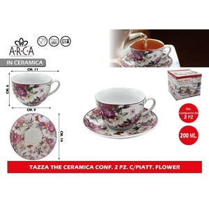 Set di Tazze da Tè in Ceramica con Piattino (2 Pezzi) Eleganti Tazze e Piattini da Tè - Product Image 1