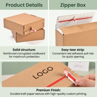 Umweltfreundliche Recycelbare Wellpappe Quadratische Versandboxen Tiefdruck Bedruckte Aufreißstreifen-Reißverschlussbox für Kosmetik Augencreme