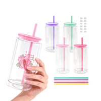 Lot de 50 gobelets isothermes en plastique sans BPA à double paroi de 16 oz avec trou pré-percé et design unisexe – Prêts à expédier depuis les États-Unis